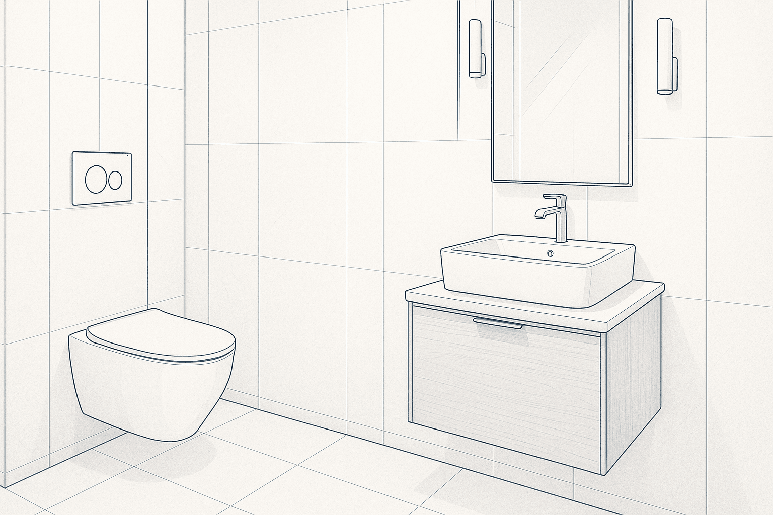 Modernes WC mit Waschbecken und Spülkasten